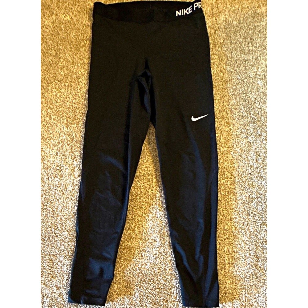 Nike Pro Dri-FIT Women's Mid Rise Ankle Training Leggings Black L